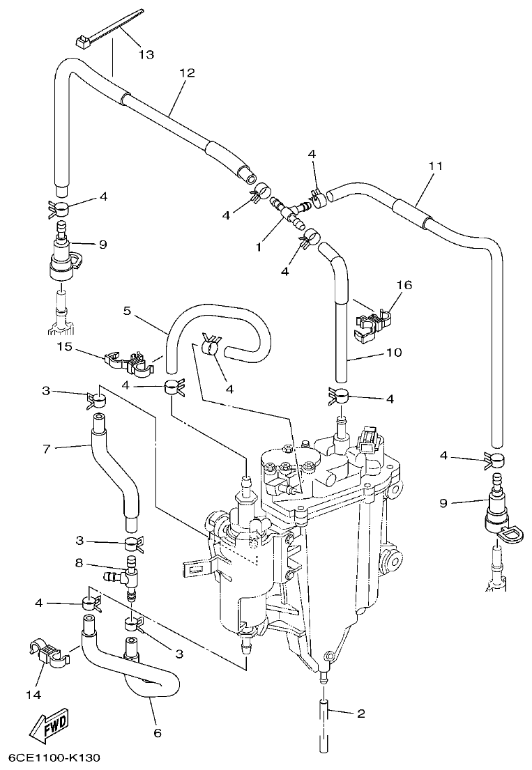 Yamaha F225FET, FL225FET FUEL INJECTION PUMP 2 parts diagram